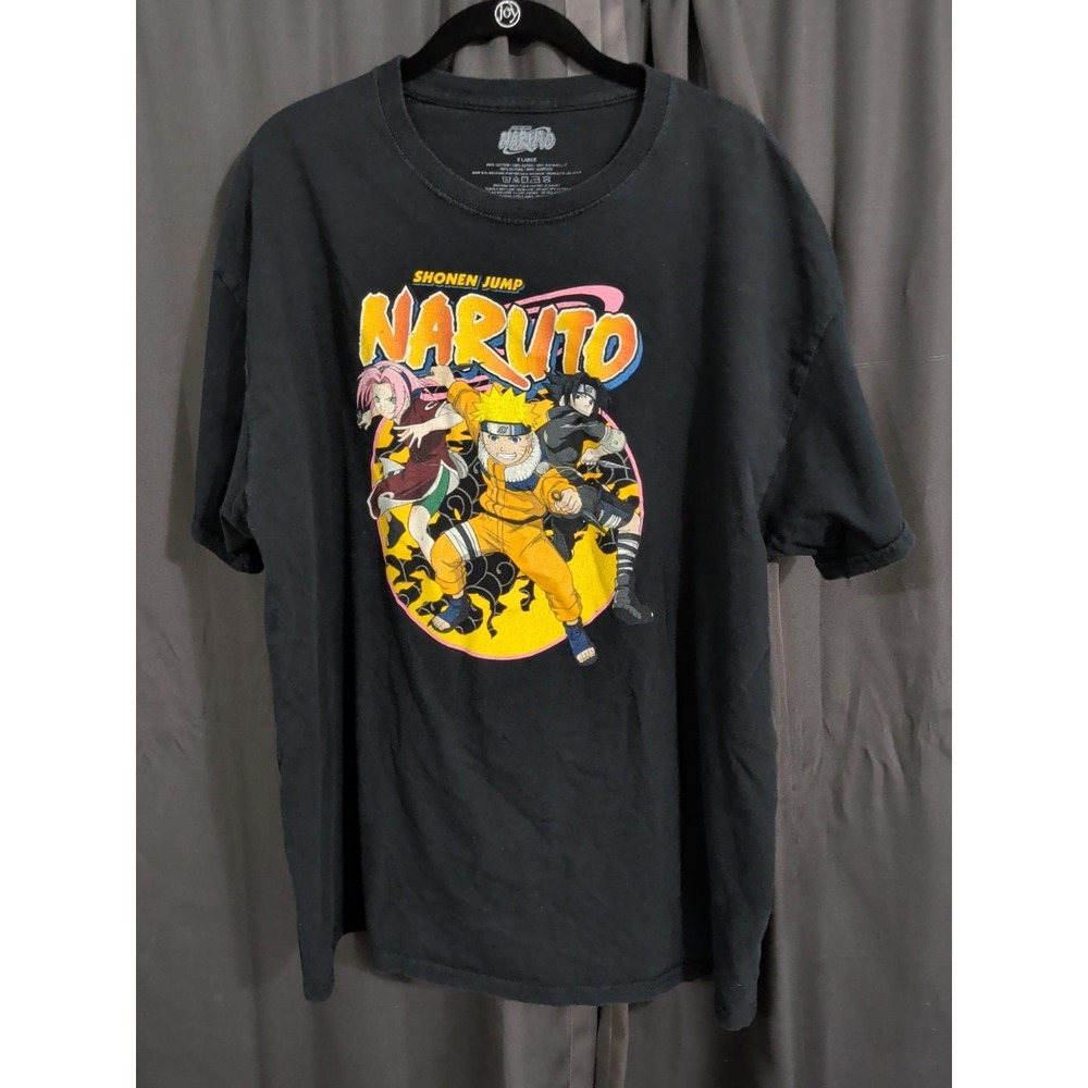 Naruto Mens XL Black Graphic T Shirt Shonen Jump Anime Naruto Sasuke Sakura Tee